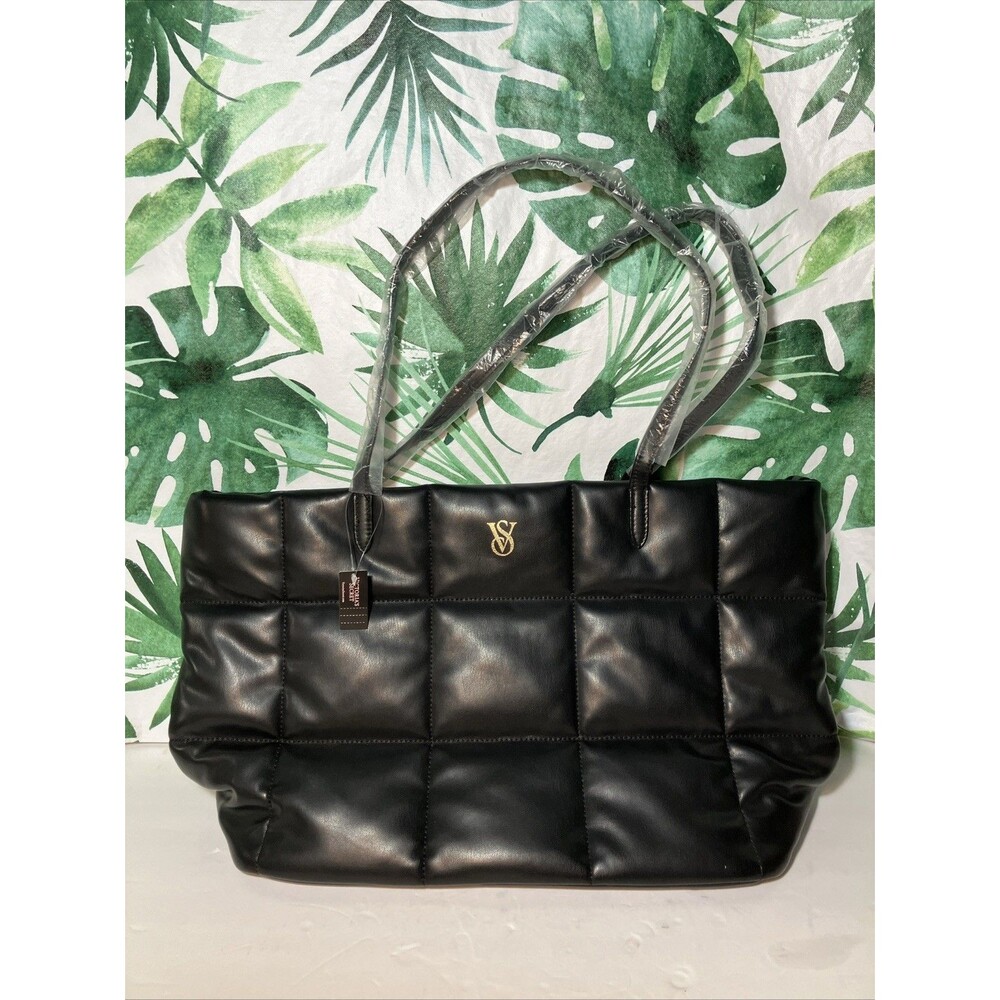 NEW Victoria’s Secret Black Quilted Puffer Tote – Limited Edition – 16"x11"x7"